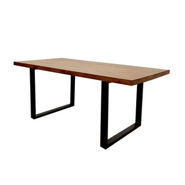 Freya 1.8M Solid Dark Pine Dining Table with Matt Black Metal Legs - Industrial Style Elegance - UK Luxury Furniture